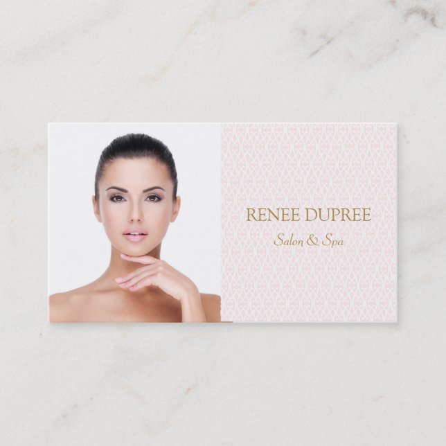 Elegant  Salon and Spa  Pink Lattice Photo Card (Front)