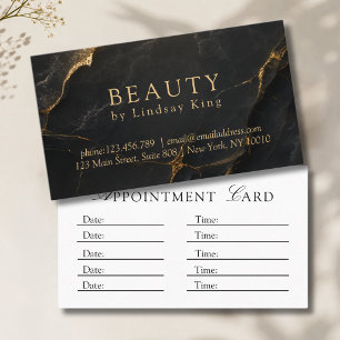 Elegant Salon Black Marble Appointment Card
