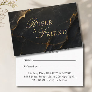 Elegant Salon Black Marble Referral Cards