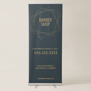 Elegant salon gold typography navy promotional retractable banner