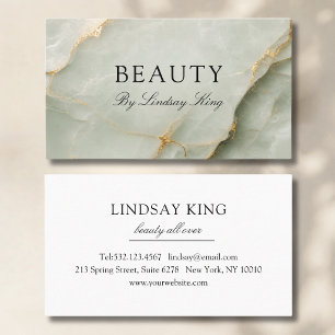 Elegant Salon Sage Green Marble Business Cards