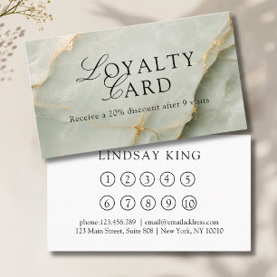 Elegant Salon Sage Green Marble Loyalty Card