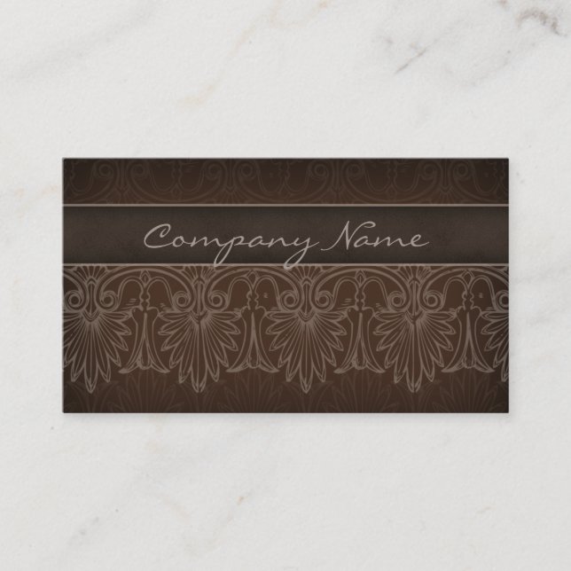 Elegant Salon Spa Lace Business Card Brown Beige (Front)