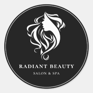 Elegant Salon Spa Modern Logo Black Classic Round Sticker