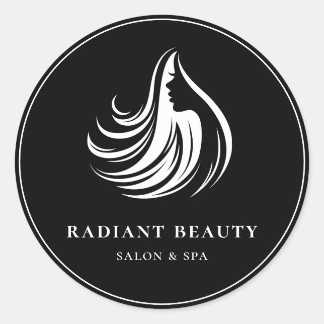 Elegant Salon Spa Modern Logo Black Classic Round Sticker (Front)