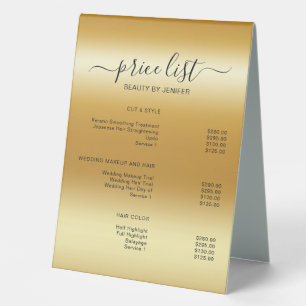 Elegant Salon & Spa Price List Table Tent