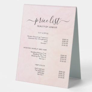 Elegant Salon & Spa Price List Table Tent