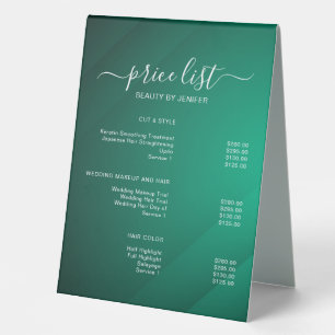 Elegant Salon & Spa Price List Table Tent