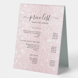 Elegant Salon & Spa Price List Table Tent