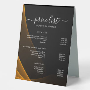 Elegant Salon & Spa Price List Table Tent