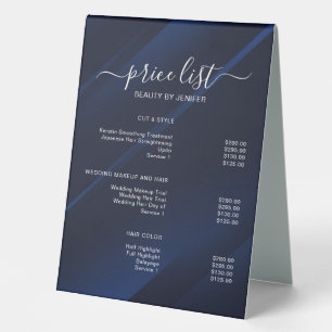 Elegant Salon & Spa Price List Table Tent