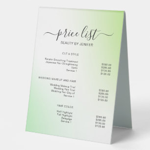 Elegant Salon & Spa Price List Table Tent