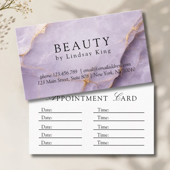 Elegant Salon Violet Marble Appointment Card (Elegant Salon Violet Marble Appointment Card)