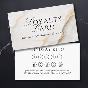 Elegant Salon White Marble Loyalty Card