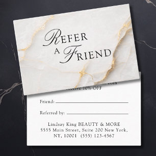 Elegant Salon White Marble Referral Cards