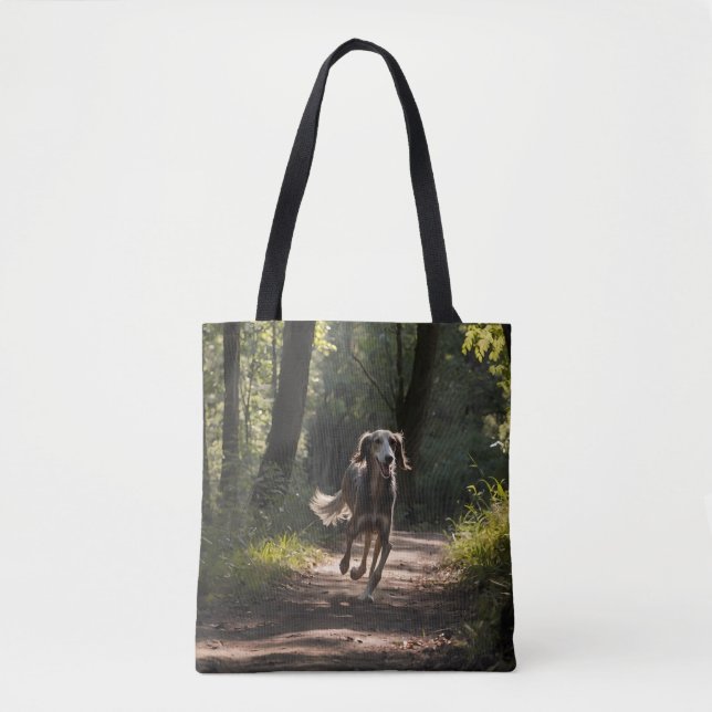 Elegant Saluki Shoulder Tote Bag (Front)