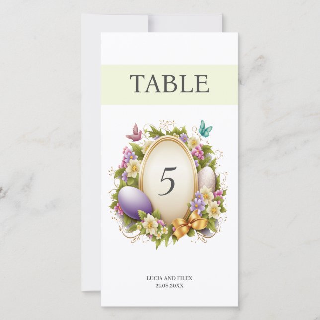 Elegant Sample Easter Forest Table No. card (Front)