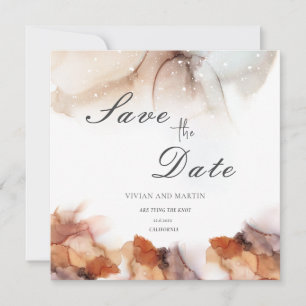 Elegant Sample Orange Ink Colour Save The Date Invitation