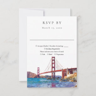 Elegant San Francisco Watercolor Wedding RSVP Card