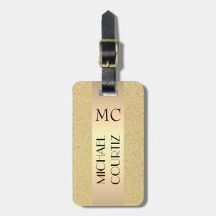 Elegant sand beach Gold Metal Texture Monogrammed  Luggage Tag