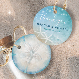 Elegant Sand Dollar Thank You Beach Wedding Favour Tags