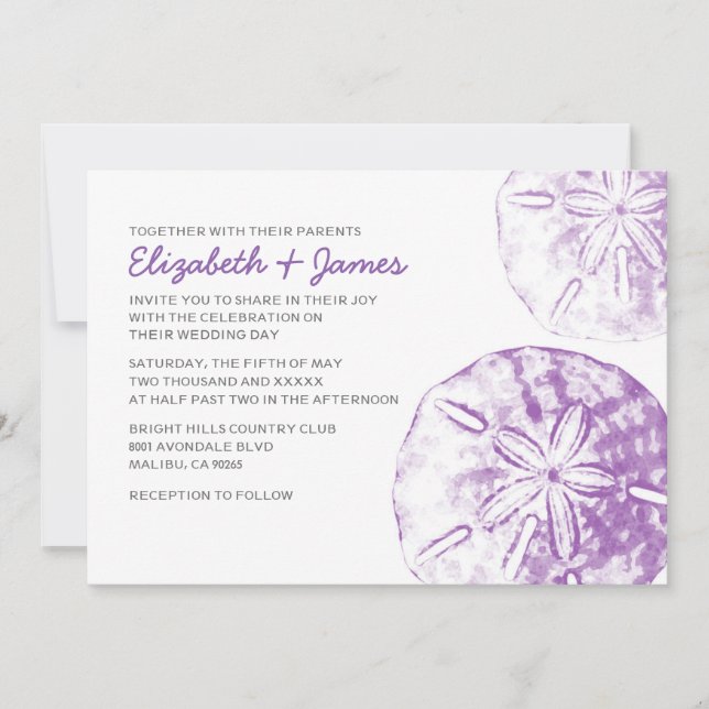 Elegant Sand Dollar Wedding Invitations (Front)