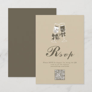 Elegant Sand Green QR Code Wedding RSVP Card