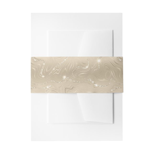 Elegant Sandy Gold Faux Foil Invitation Belly Band (Front Example)