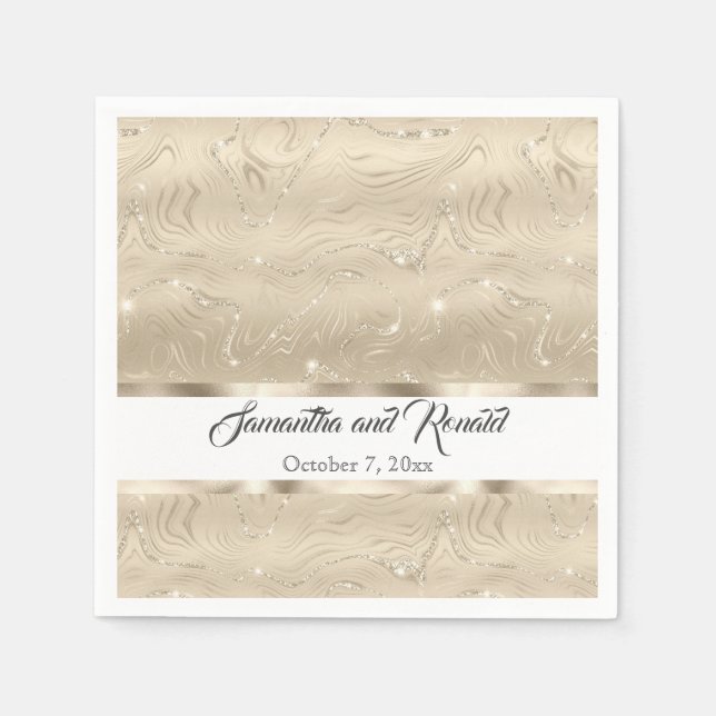 Elegant Sandy Gold Faux Foil Wedding Napkin (Front)
