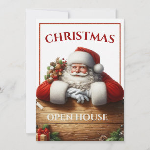 Elegant Santa Christmas Open House Invitation