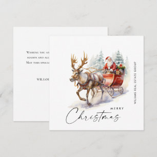 Elegant Santa Claus Christmas Deer Corporate Holiday Card