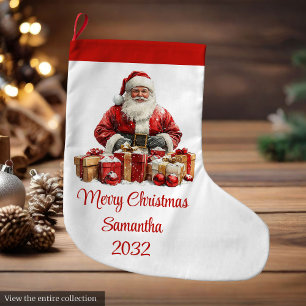 Elegant Santa Claus Minimalist Cozy Christmas Large Christmas Stocking