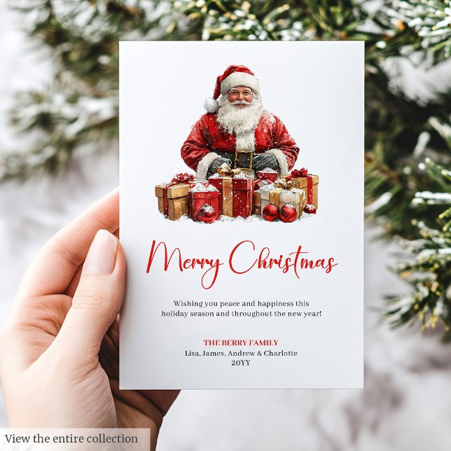 Elegant Santa Claus Minimalist Modern Holiday Card (Elegant Santa Claus Minimalist Modern Holiday Greeting)