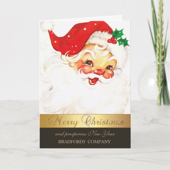 Elegant Santa Claus,Santa Hat,Company  Holiday Card (Front)