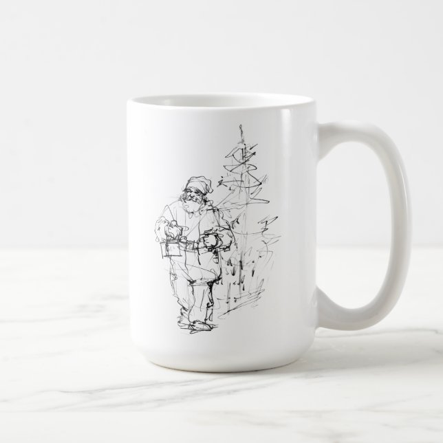 Elegant Santa Claus with Gifts near Christmas Tree Coffee Mug (Right)