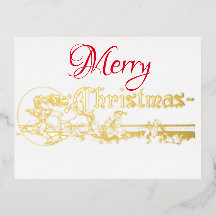 Elegant Santa Elves Party Foil Invitation Postcard