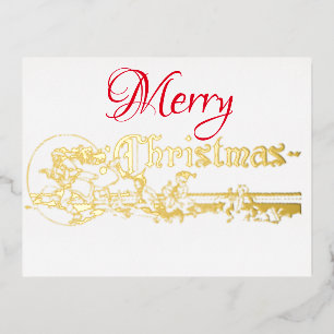 Elegant Santa Elves Party Foil Invitation Postcard