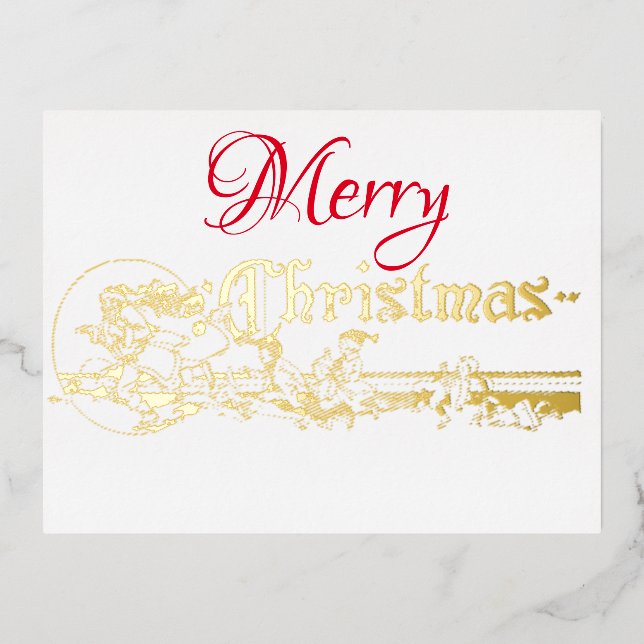 Elegant Santa Elves Party Foil Invitation Postcard (Front)