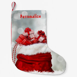Elegant Santa Gift Bag Presents Christmas Holiday Small Christmas Stocking