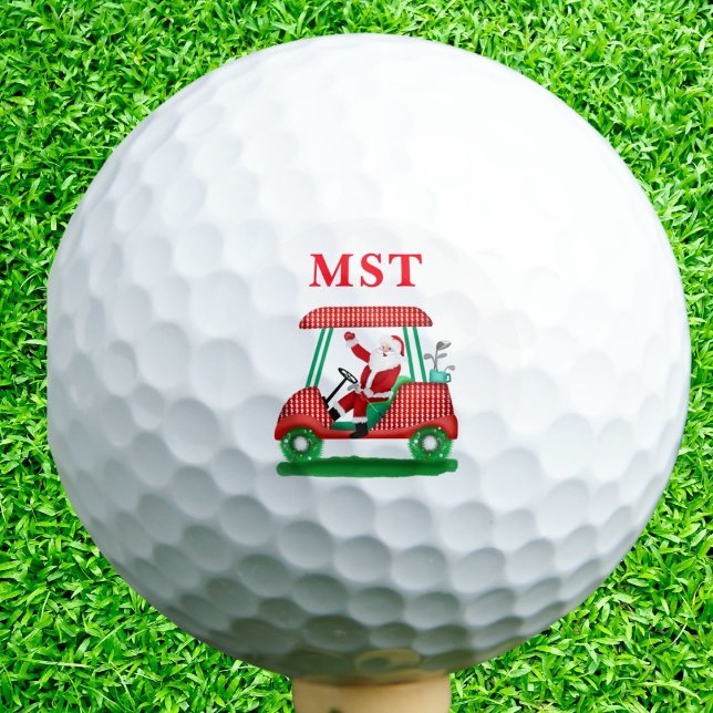 Elegant Santa Golf Christmas Monogram Golf Balls (Creator Uploaded)