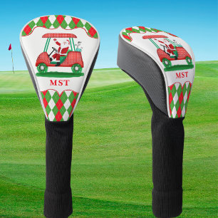 Elegant Santa Golf Christmas Monogram Golf Head Cover