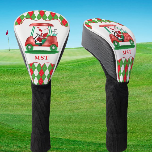 Elegant Santa Golf Christmas Monogram Golf Head Cover (Creator Uploaded)