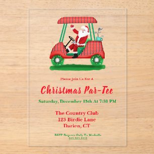 Elegant Santa Golf Christmas Party Invitation