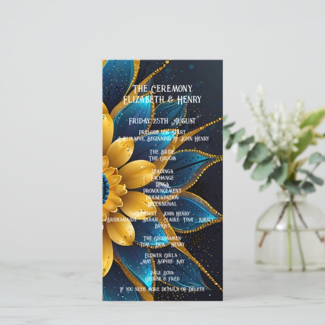 Elegant Sapphire and Gold Floral Wedding  (Standing Front)