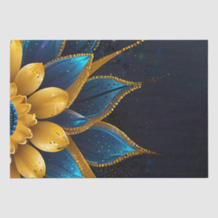 Elegant Sapphire and Gold Floral Wedding Tissue Paper