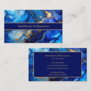 Elegant Sapphire Blue Gold Business Card
