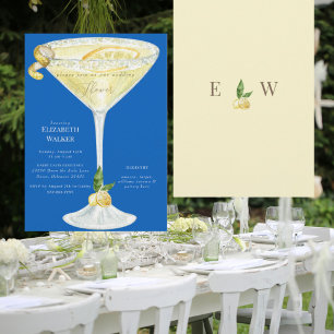 Elegant  Sapphire Blue Limoncello Wedding Shower Invitation