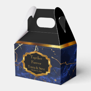 Elegant Sapphire Blue Marble and Gold Favour Box