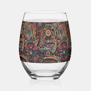 Elegant Sapphire "Chronicle of the Ancients" Steml Stemless Wine Glass