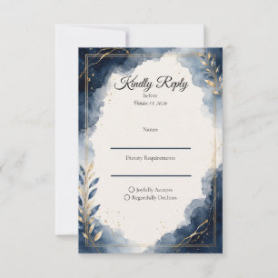 Elegant Sapphire Minimalist Luxury Wedding RSVP Card
